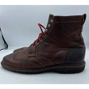 Allen Edmonds 12D Long Branch Brown Pebble Grain Vibram Sole Boots